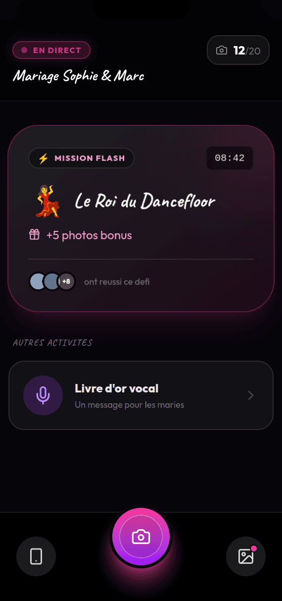 Apercu de l'interface invite Smilr