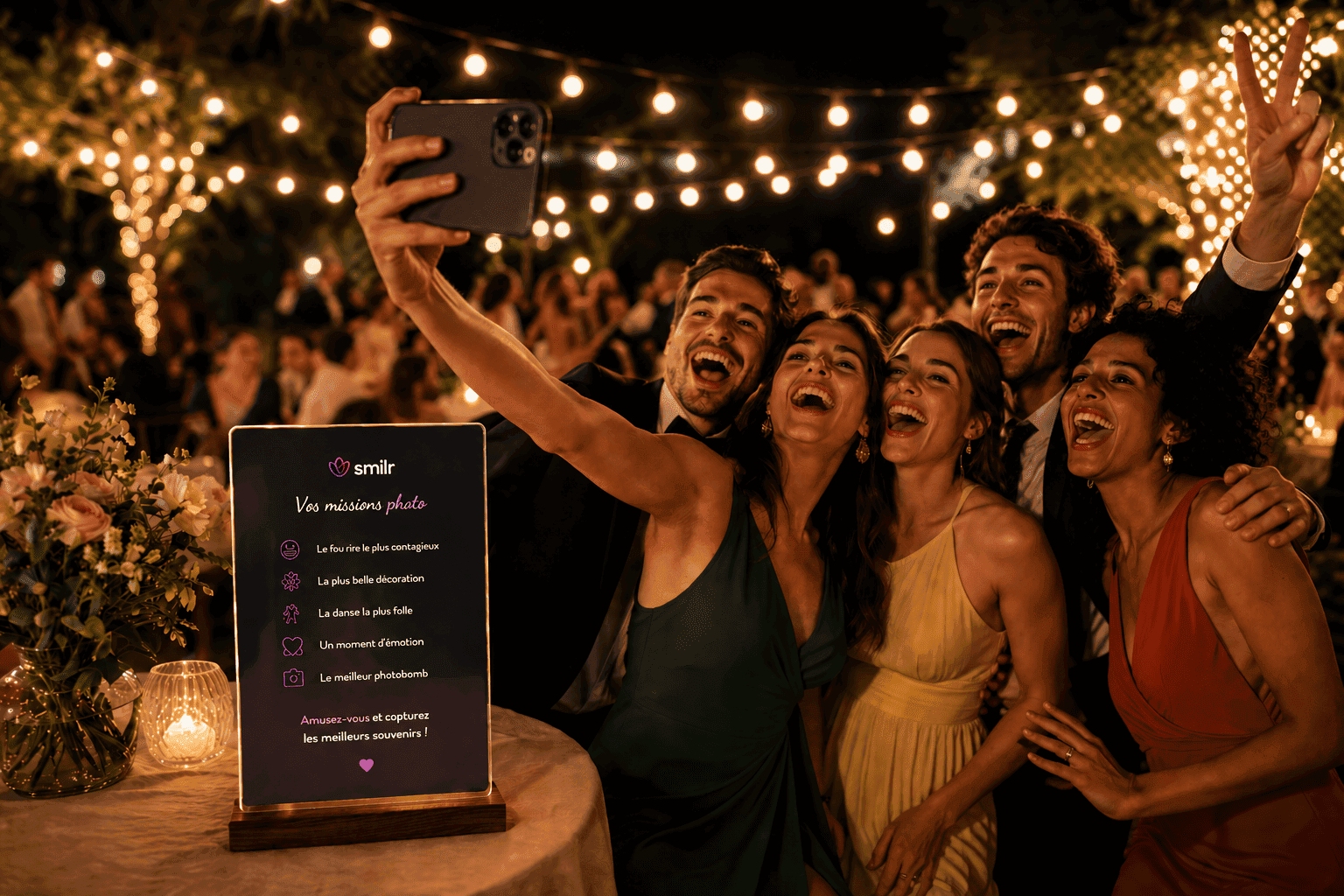Invités s'amusant avec les missions Smilr